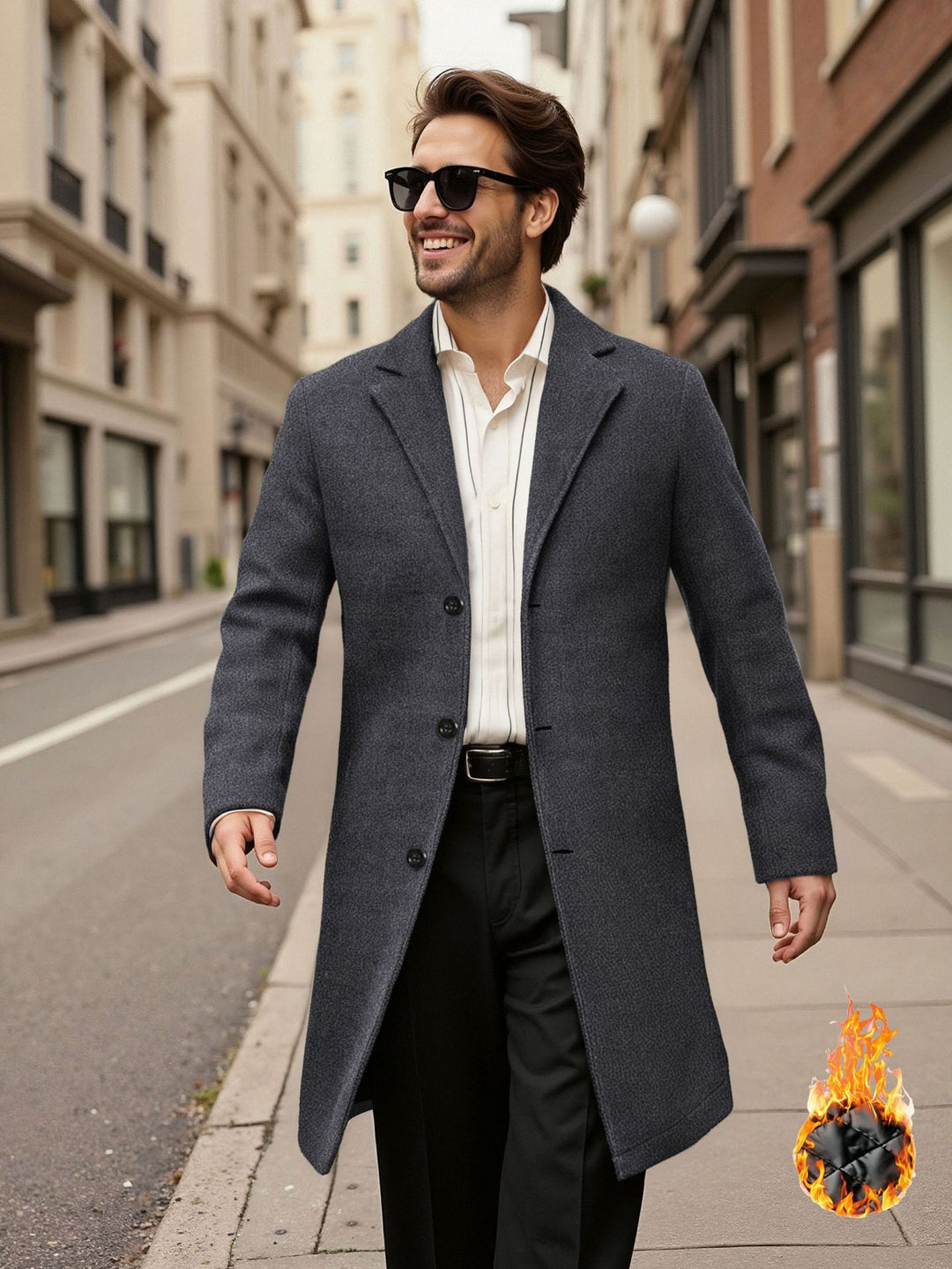 Herren eleganter doppelreihiger Mantel Drune