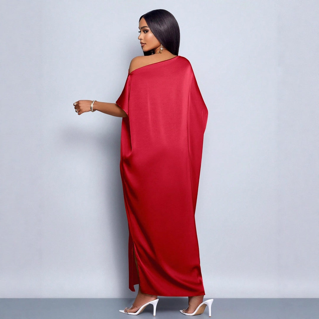Damen Maxikleid mit asymmetrischem Schnitt und elegantem Fall Drune