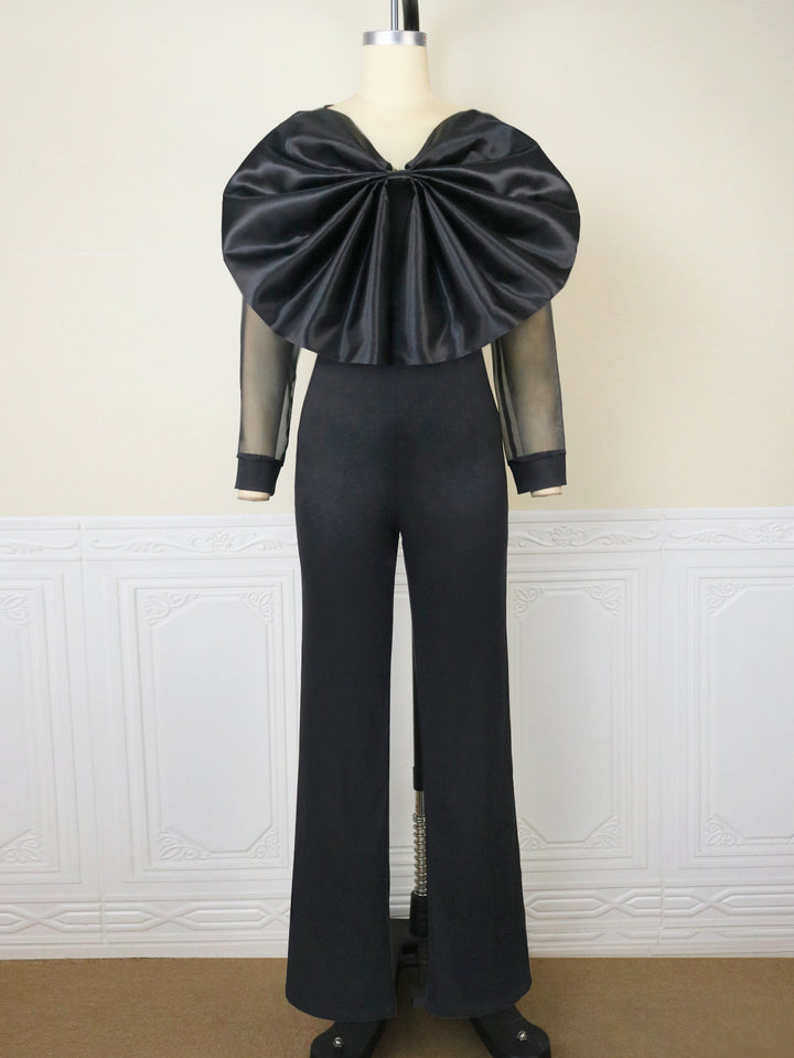 Damen Eleganter Jumpsuit mit voluminösem Satinkleid Drune