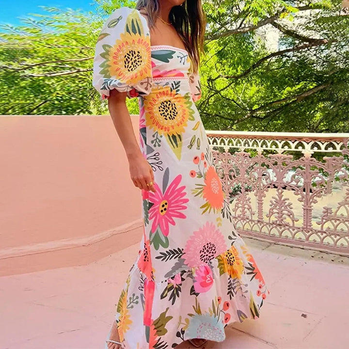 Damen Maxi-Kleid mit floralen Mustern Drune