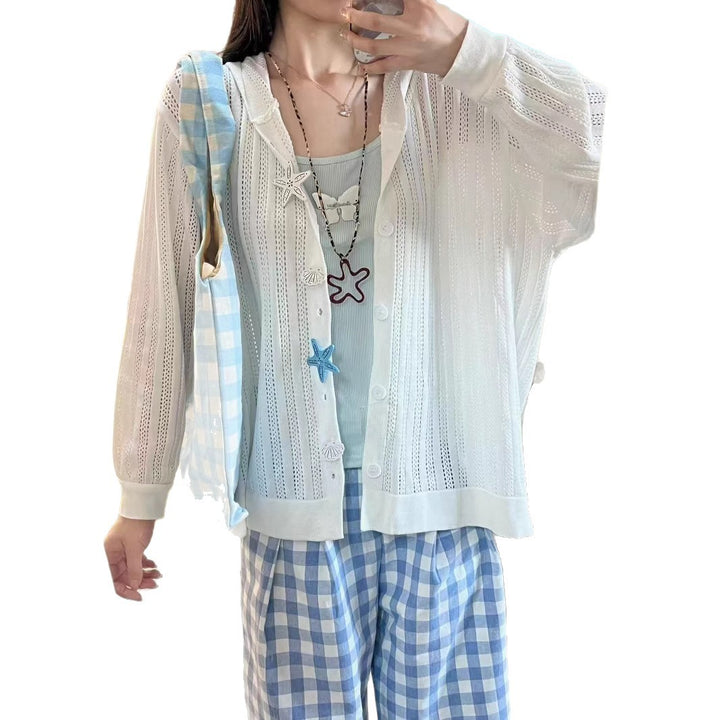 Damen Strickjacke mit luftiger Lochmusterung und praktischen Taschen Drune