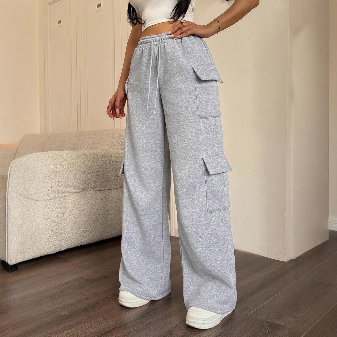 Damen lässige Cargo-Hose mit weitem Bein und praktischen Taschen Drune