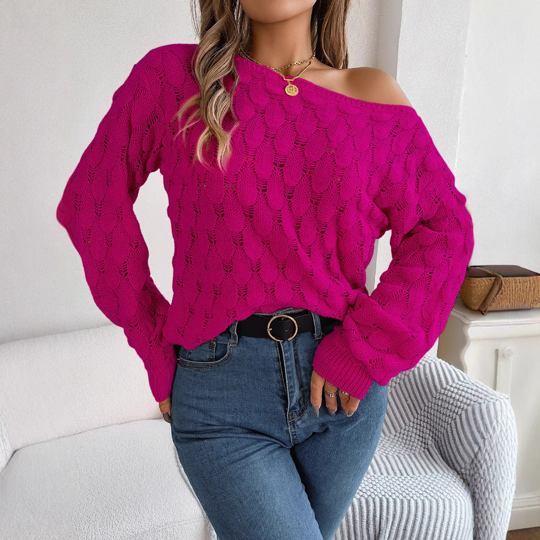 Damen Übergroßer Strickpullover mit Schleifenmuster Drune