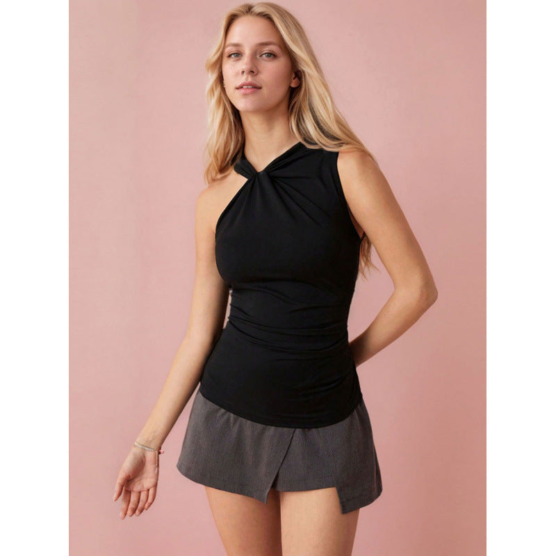 Damen Sportliches Tank-Top mit gefaltetem Ausschnitt und asymmetrischem Schnitt Drune