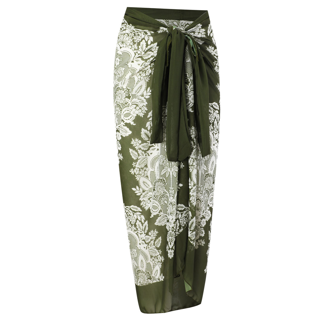Damen Badeanzug mit modischem Wickelrock und floralem Design Drune