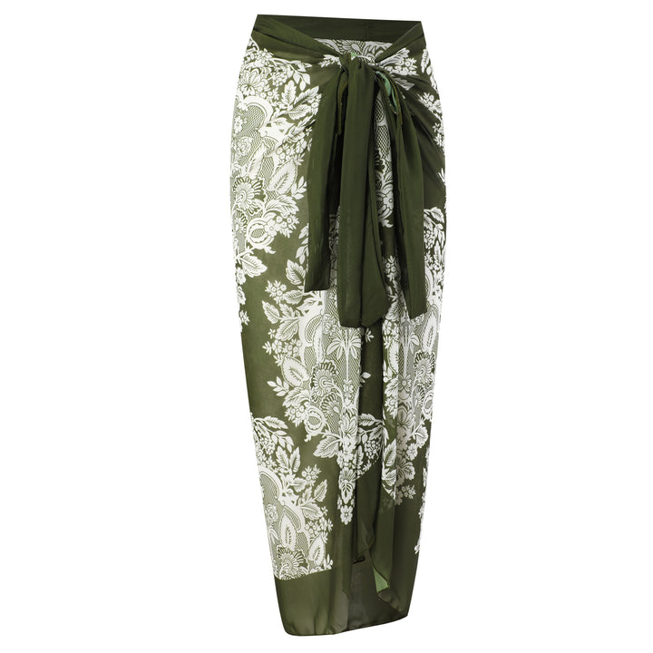 Damen Badeanzug mit modischem Wickelrock und floralem Design Drune