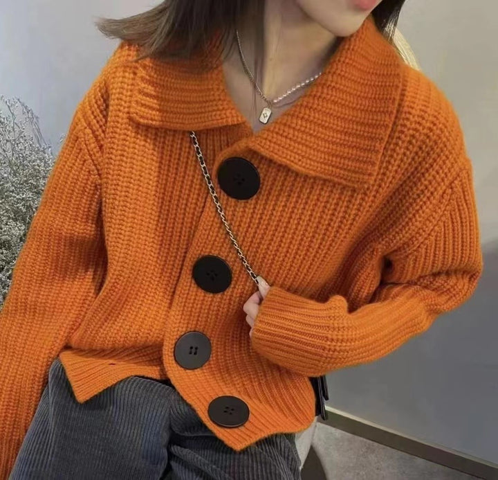 Damen Strickjacke mit oversized Schnitt und großen Knöpfen Drune