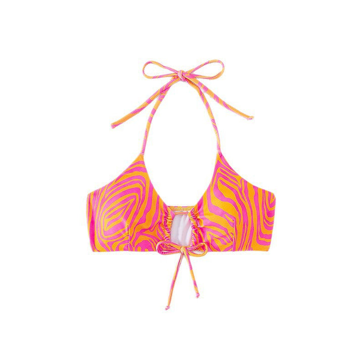 Damen Triangel-Bikini-Oberteil mit aufregendem animalischem Muster und raffinierten Bindebändern Drune