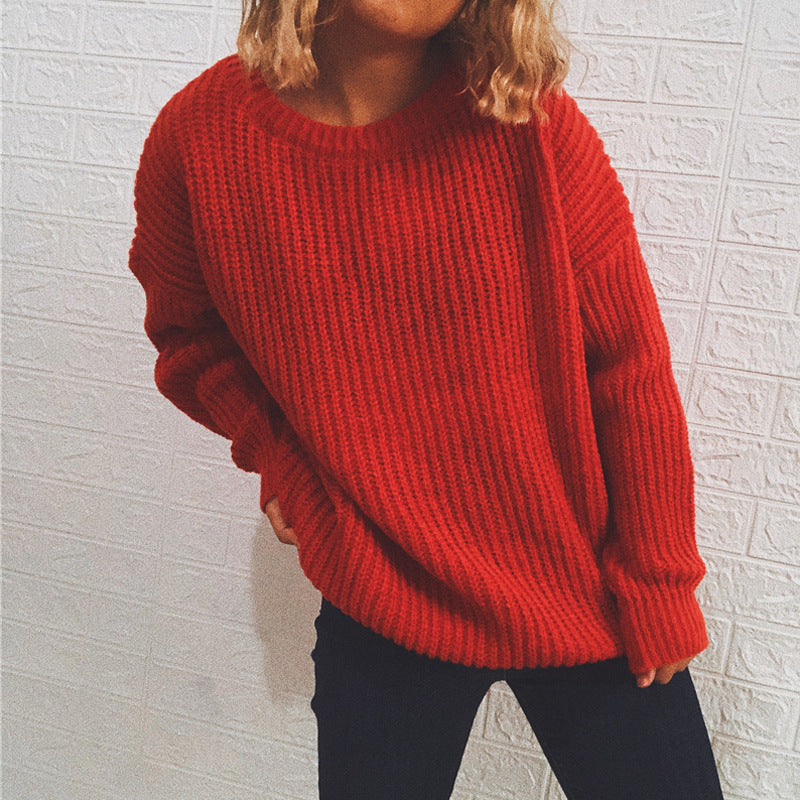 Damen Grobstrickpullover mit oversized Schnitt und lässigen Ärmeln Drune