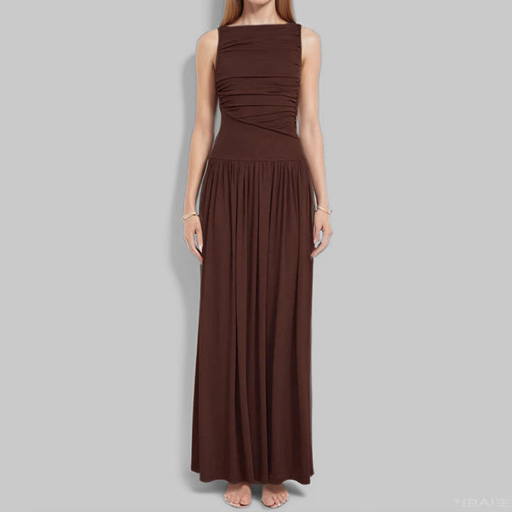 Damen Maxikleid mit raffiniertem Drapierungseffekt Drune