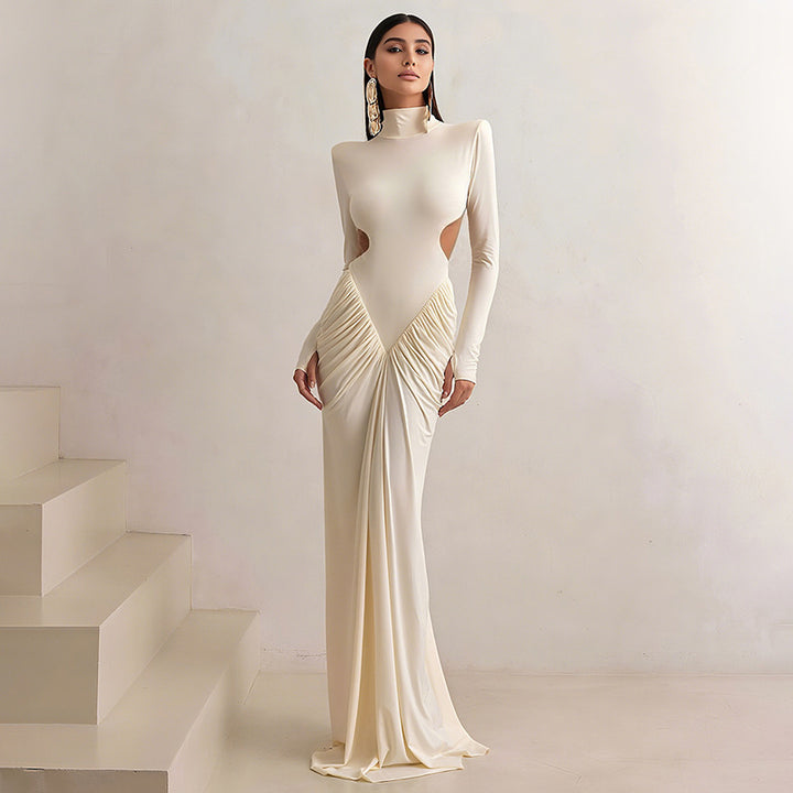 Damen Elegantes Maxikleid mit tiefem Rückenausschnitt und raffinierten Drapierungen Drune
