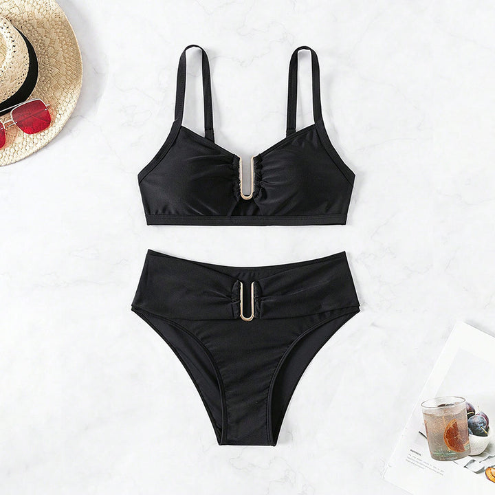Damen Hoch taillierter Bikini mit raffiniertem Cut-Out und goldenen Akzenten Drune