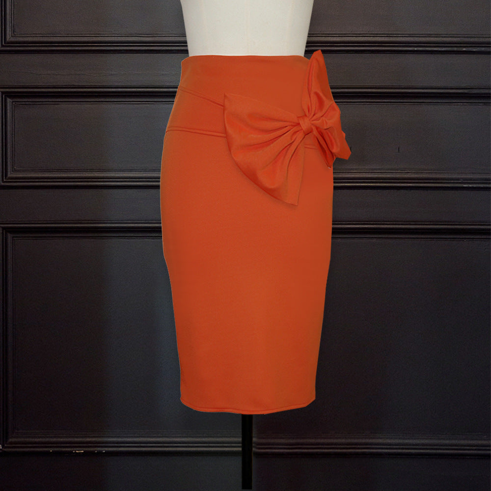 Damen eleganter Bleistiftrock mit voluminösem Schleifenakzent Drune