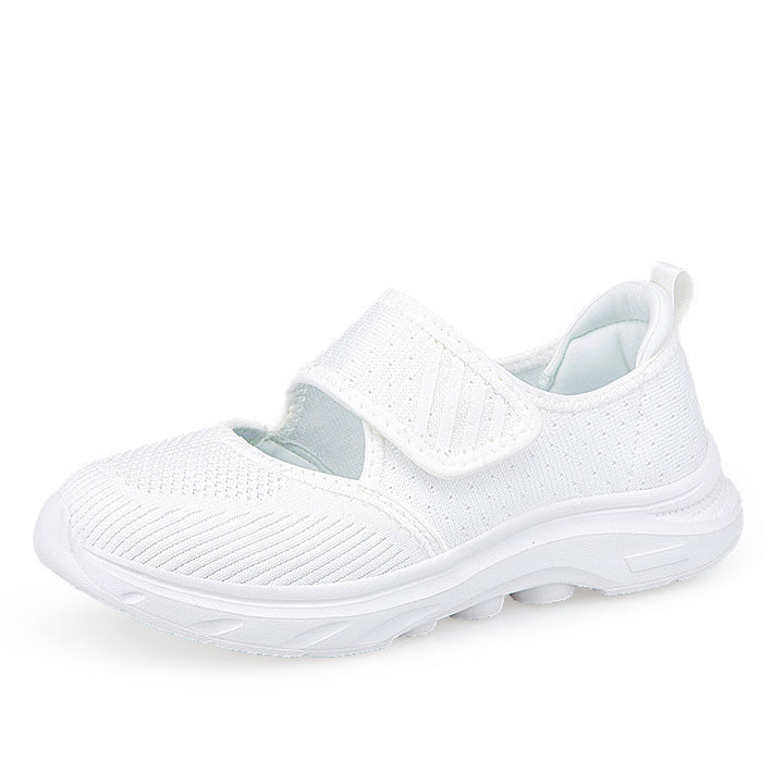 Damen nan Strick-Riemen-Sneaker mit Klettverschluss, gepolstertem Fußbett und stoßdämpfender EVA-Sohle Drune