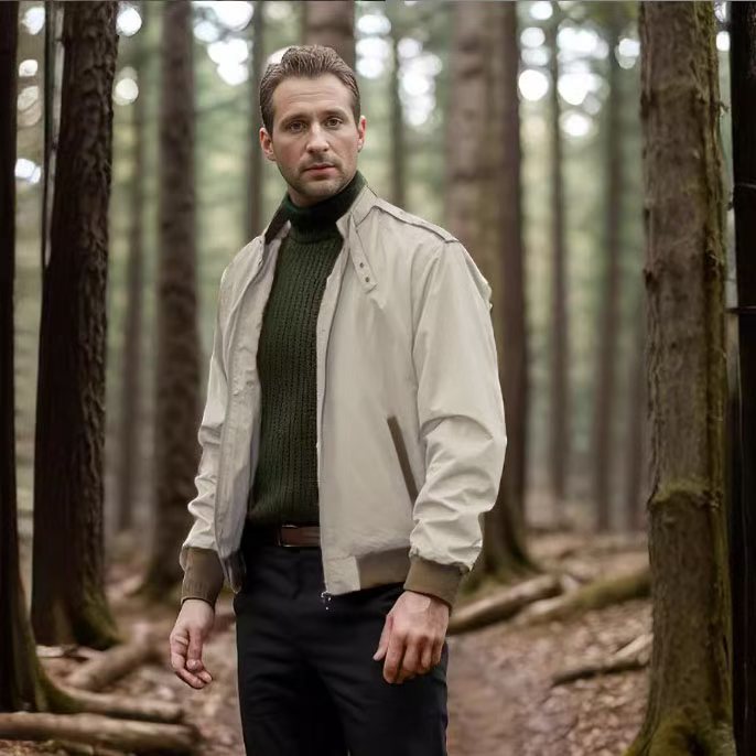 Herren leichte Windjacke mit hohem Kragen Drune