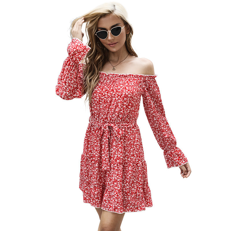 Damen lässiges Sommerkleid mit Rüschendetails und elastischem Taillengürtel Drune