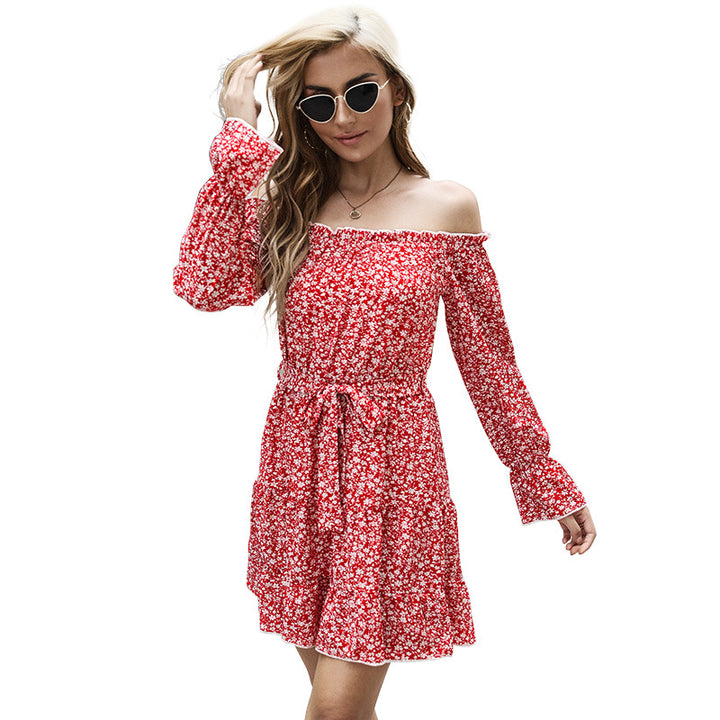 Damen lässiges Sommerkleid mit Rüschendetails und elastischem Taillengürtel Drune