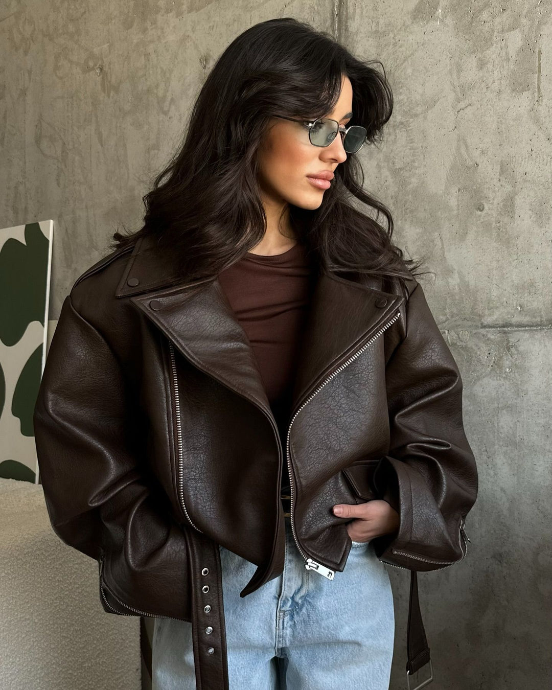 Damen Modische Bikerjacke mit innovativer Silhouette Drune