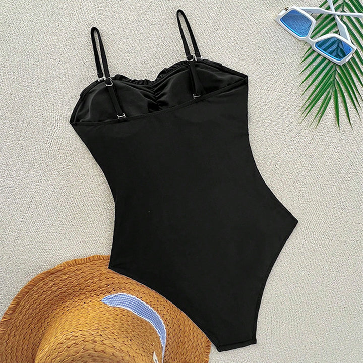 Damen Einteiler Badeanzug mit elegantem Wickeldesign und modischen Cut-Outs Drune