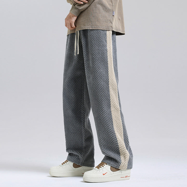 Damen Bequeme Freizeithose mit strukturiertem Stoff und seitlichen Streifen Drune