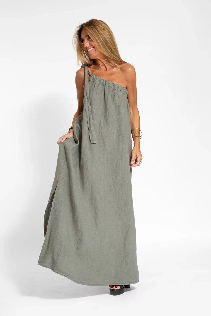 Damen Maxikleid mit asymmetrischem Träger Drune
