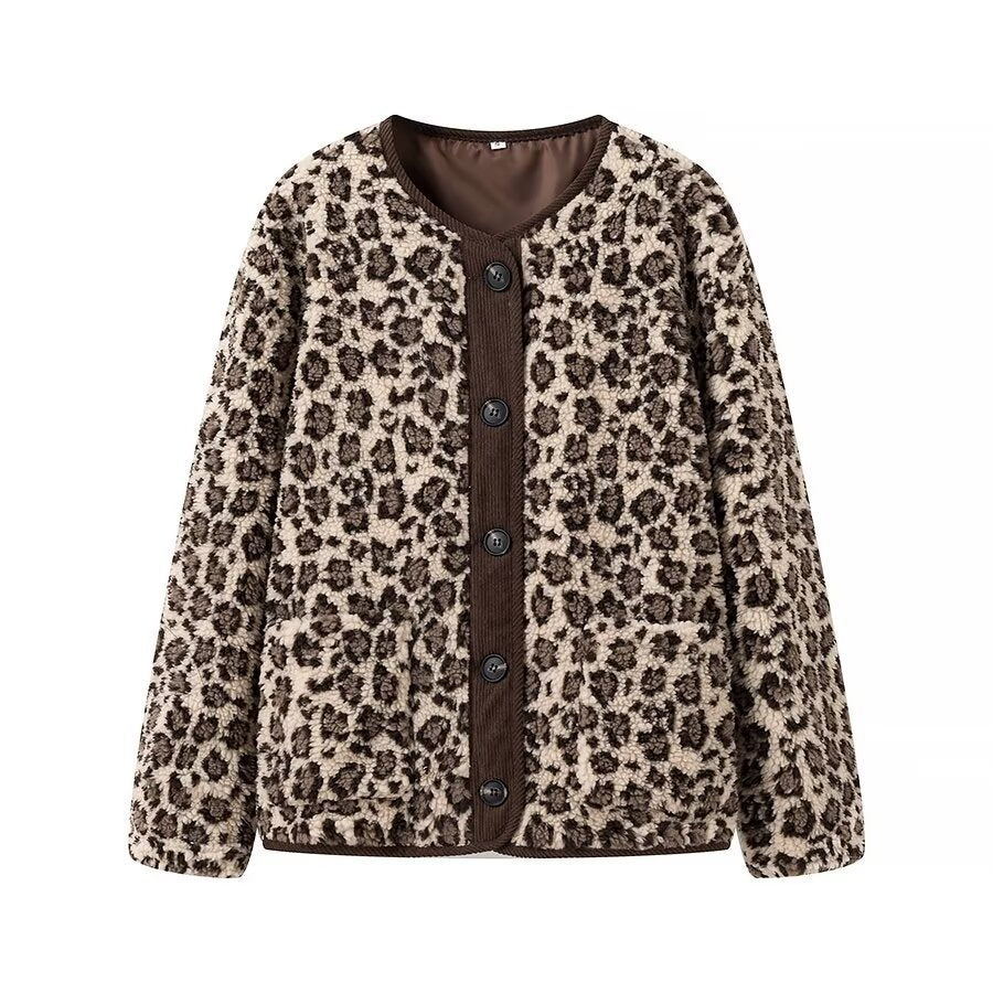 Damen Leo-Muster Plüschjacke Drune
