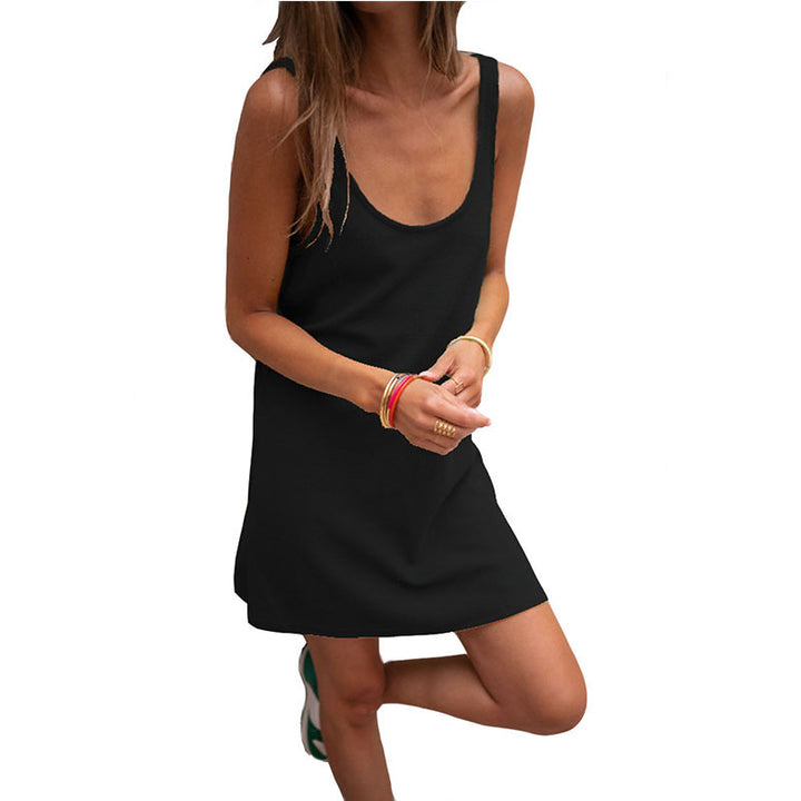 Damen lässiges Kleid im raffinierten Rippschnitt mit tiefem Ausschnitt und schlichtem Design Drune