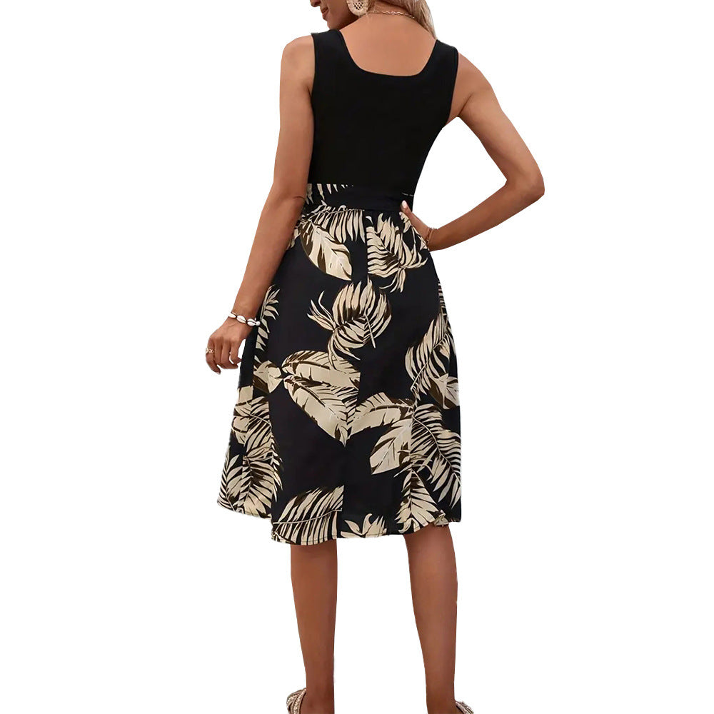 Damen Kleid mit floralem Detail und schickem Bindegürtel Drune