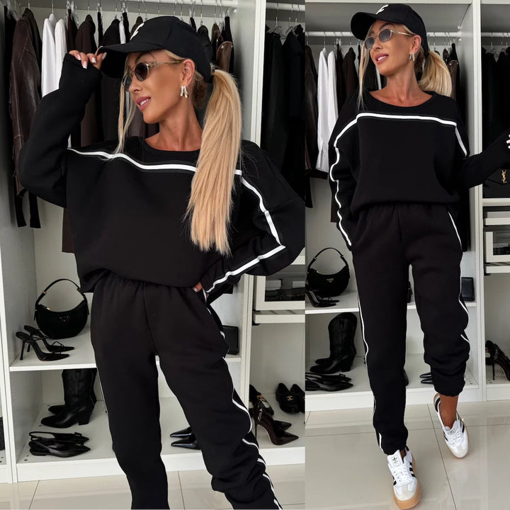 Damen sportlicher Loungewear-Anzug mit elegantem Schnitt und hohem Bund Drune