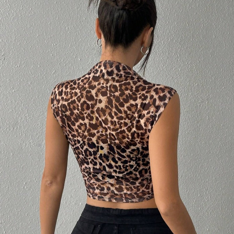 Damen figurbetontes Tiermuster-Top aus leichtem Jersey Drune