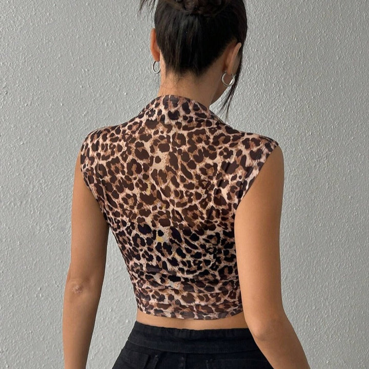 Damen figurbetontes Tiermuster-Top aus leichtem Jersey Drune