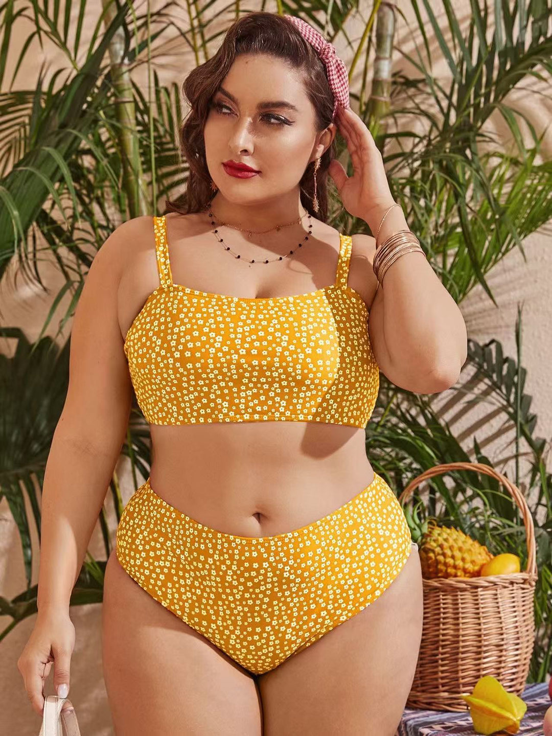 Damen Hochgeschnittener Bikini mit verspieltem Punktedesign Drune