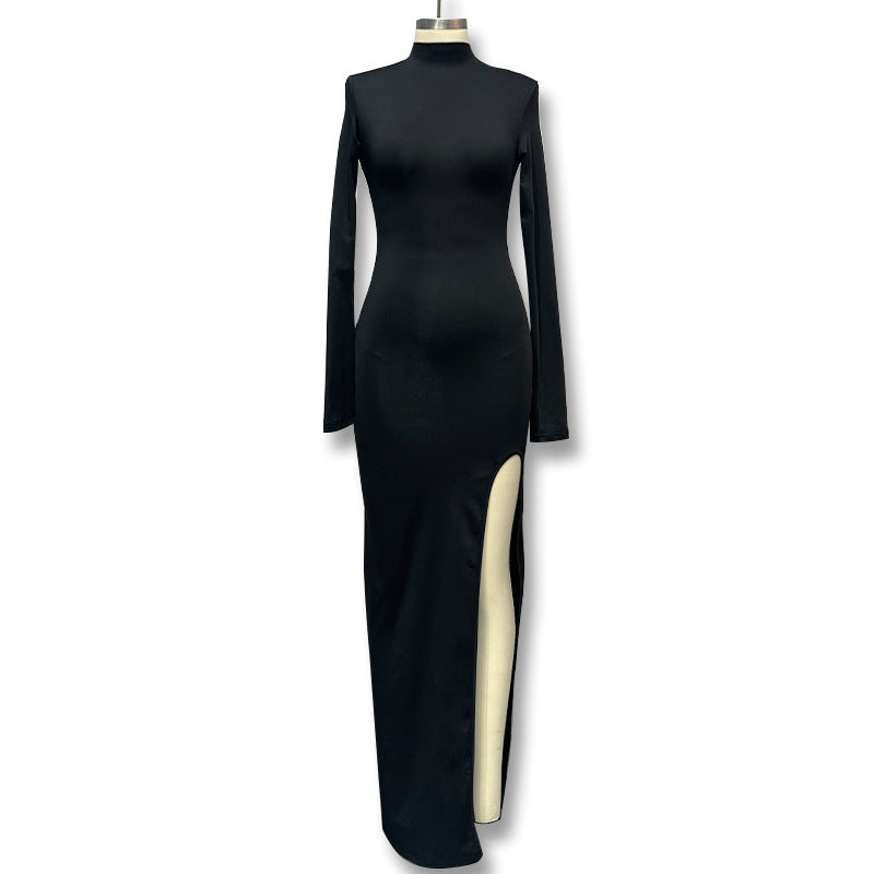 Damen Rückenfreies Maxikleid mit eleganter Rückenansicht und transparenten Ärmeln Drune