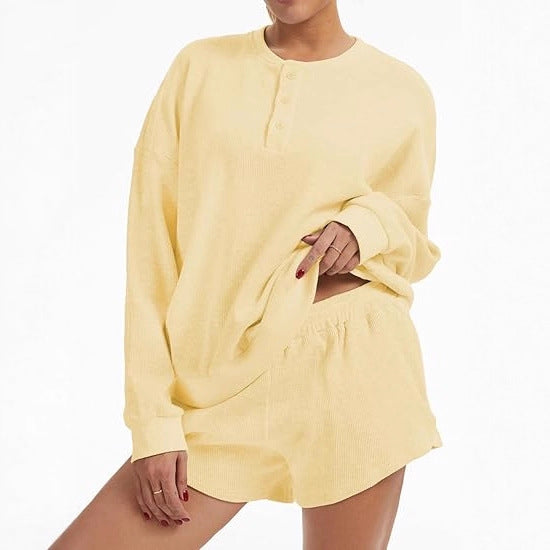 Damen Lässiger Oversized Pullover und Shorts Set Drune