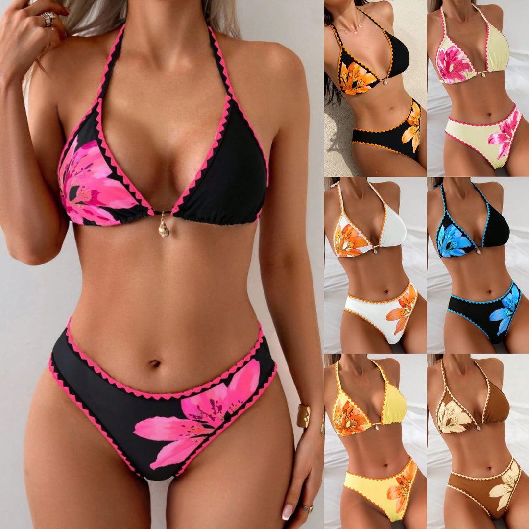 Damen Triangel-Bikini mit floralen Applikationen Drune
