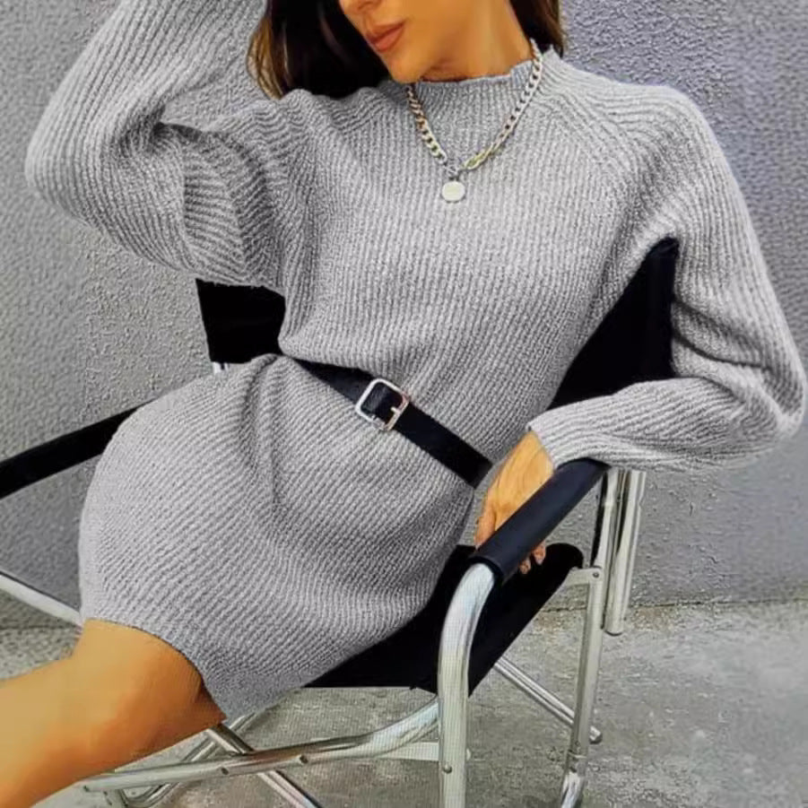 Damen Strickkleid mit lässigem Schnitt und modischem Rippenmuster Drune