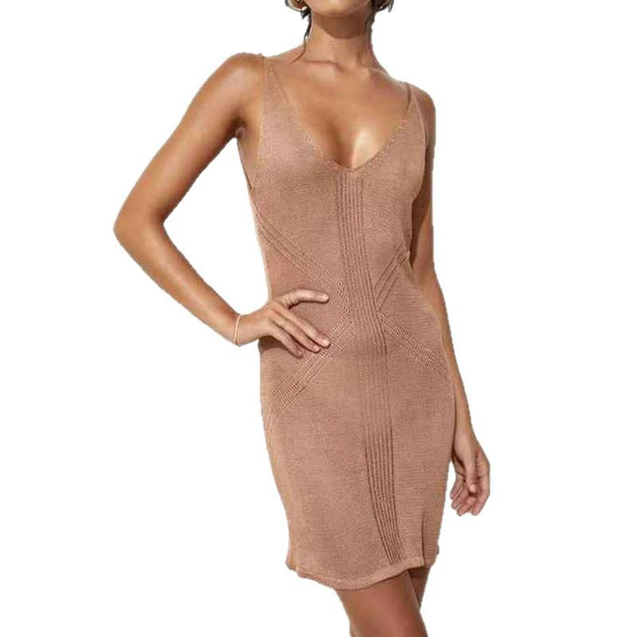 Damen elegantes Häkelkleid mit tiefem Ausschnitt Drune