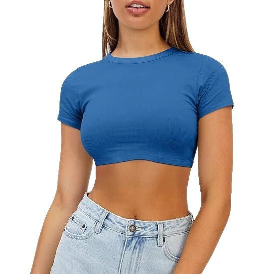 Damen kurzes, figurbetontes Crop-Top aus elastischem Material Drune