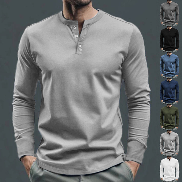 Herren nan Langarmshirt mit Knopfleiste und schmaler Passform Drune
