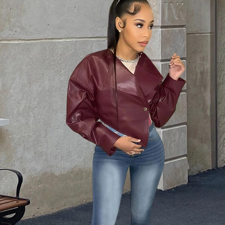Damen Kunstlederjacke mit modernem Schnitt Drune