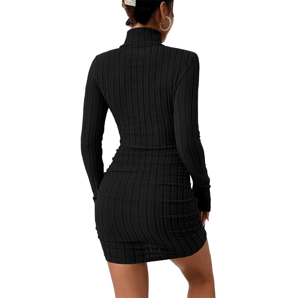 Damen Strickminikleid mit Stehkragen und langem Arm Drune