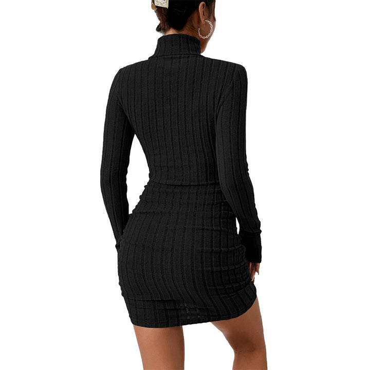 Damen Strickminikleid mit Stehkragen und langem Arm Drune