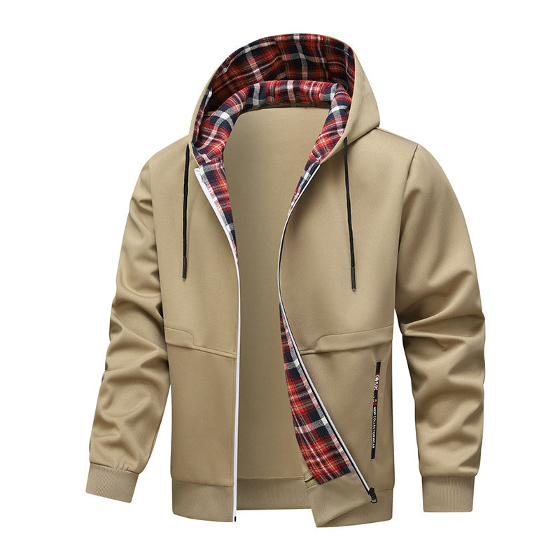Herren sportliche Hybridjacke mit innenliegenden Karomuster Drune
