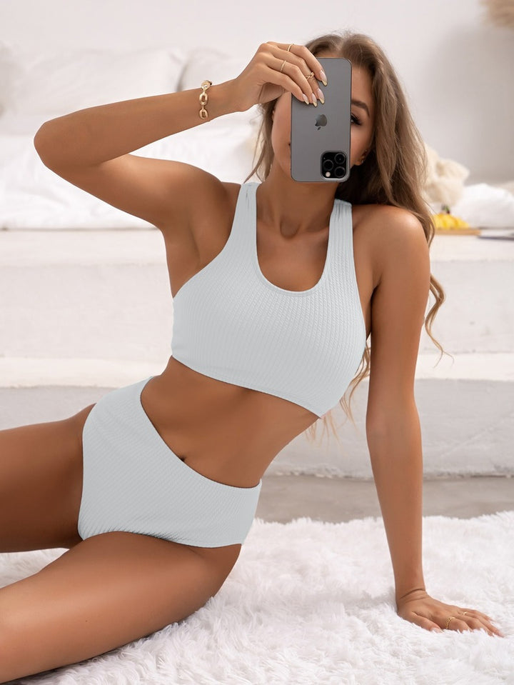 Damen Hochtaillierter Bikini mit geschickt überkreuzten Trägern Drune