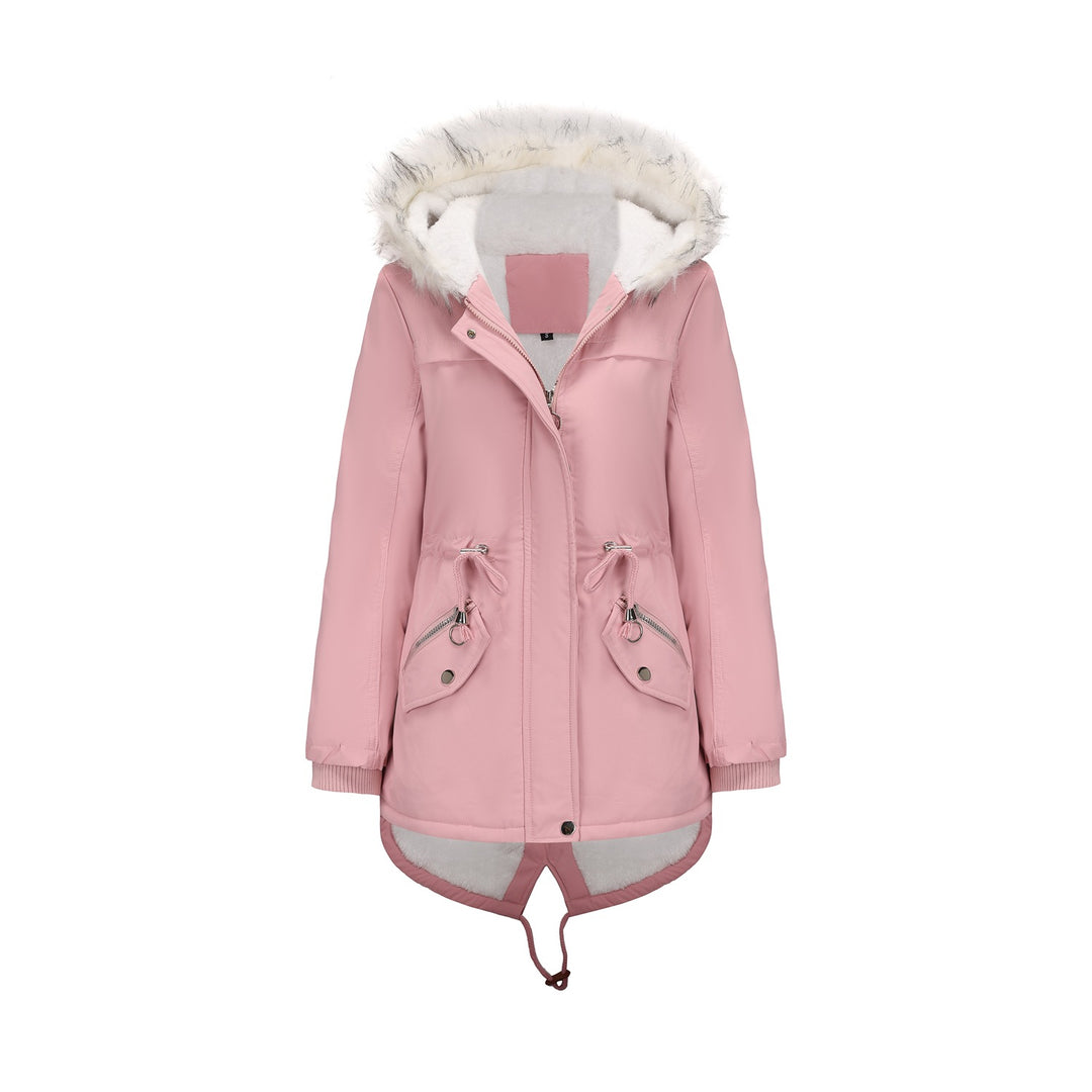 Damen modische Übergangsjacke mit kuscheligem Innenfutter und verstellbarem Bund Drune