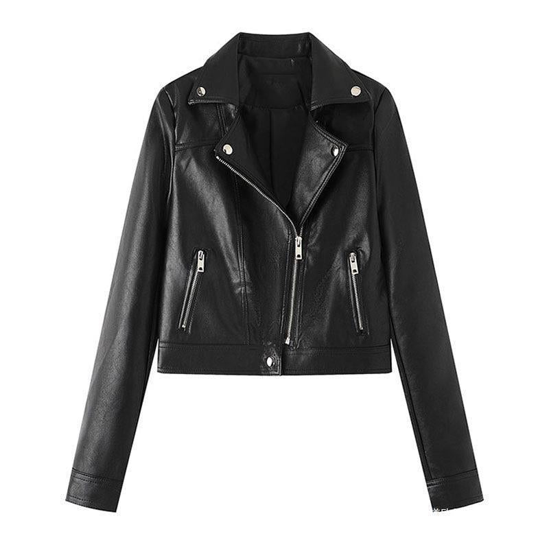 Damen Kunstleder Bikerjacke mit asymmetrischem Reißverschluss und praktischen Taschen Drune