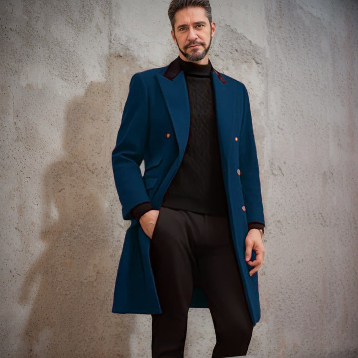 Herren eleganter Longblazer mit Doppelreihe Drune