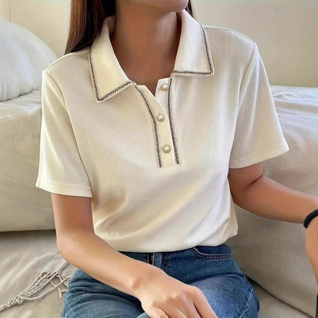 Damen Polo-Shirt mit Perlendetail Drune