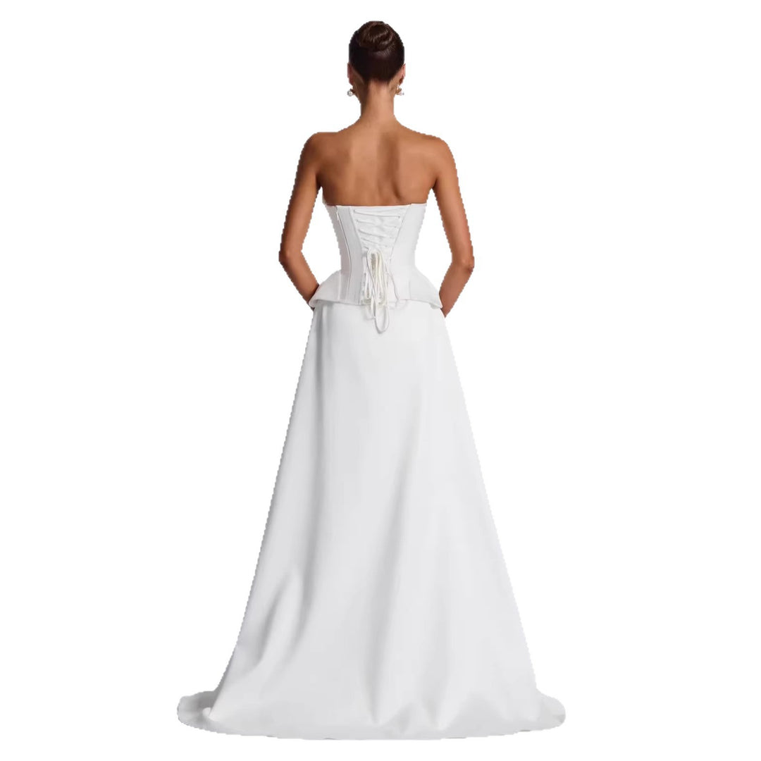 Damen Hochwertiges Brautkleid mit eleganter Drapierung und herzförmigem Ausschnitt Drune