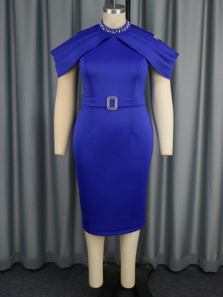 Damen Figurbetontes Kleid mit luxuriösem Capes-Ausschnitt Drune